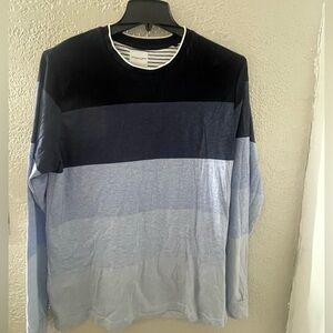 Denim & Flower Men's Long Sleeve Gradient Shirt - Black and Blue XL